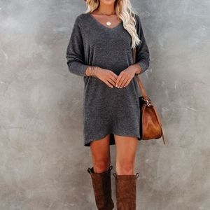Vici You Belong With Me Dolman Knit Dress Charcoal M